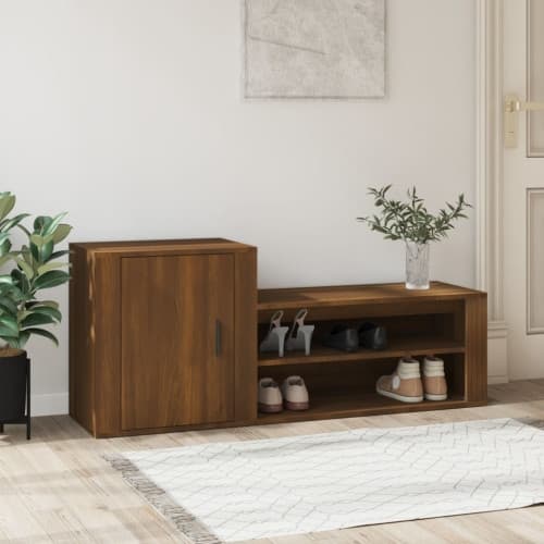 Skoskåp brun ek 130x35x54 cm konstruerat trä