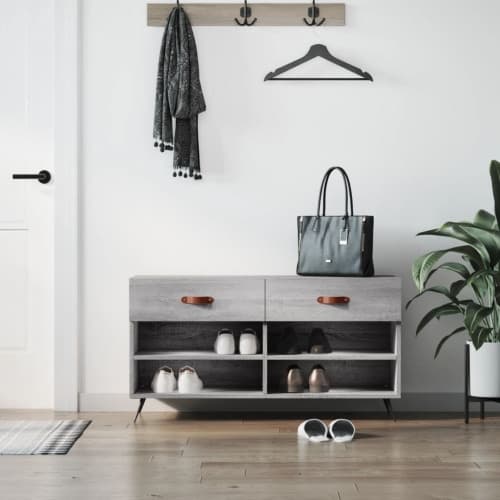 Skobänk grå sonoma 102x35x55 cm konstruerat trä