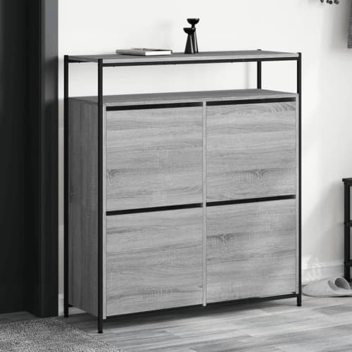 Skoskåp med 4 flip-lådor grå sonoma 100x34x112 cm