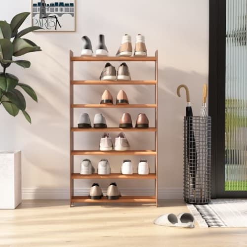 Skohylla brun 65x24x117 cm konstruerat trä