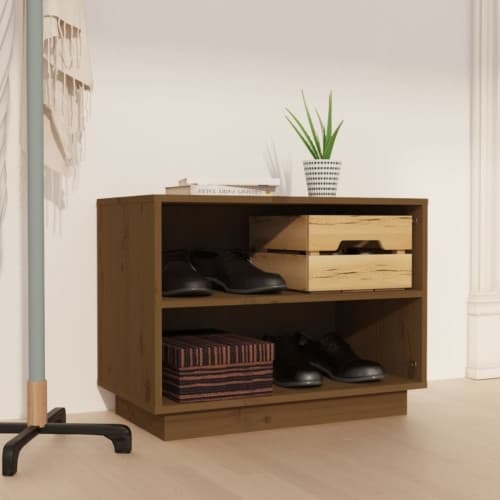 Skoskåp honungsbrun 60x34x45 cm massiv furu