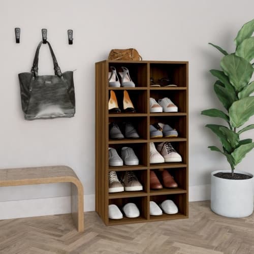 Skohylla rökfärgad Brun ek 54x34x100,5 cm konstruerat trä