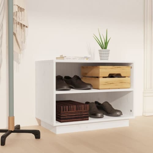 Skoskåp vit 60x34x45 cm massiv furu