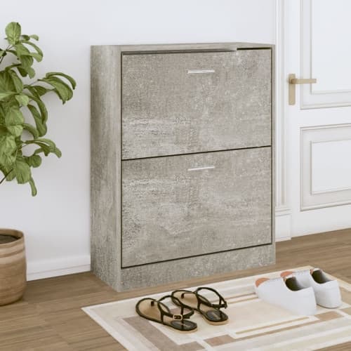 Skoskåp betonggrå 63x24x81 cm konstruerat trä
