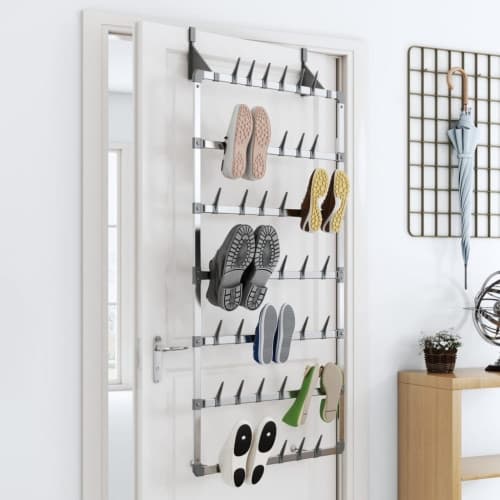 Hängande skoställ silver 66x13x139 cm