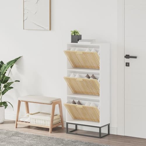 Skoskåp vit 52x25x120 cm konstruerat trä