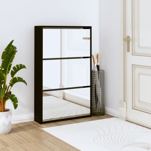 Skoskåp med 3 skåp svart 63x17x102,5 cm
