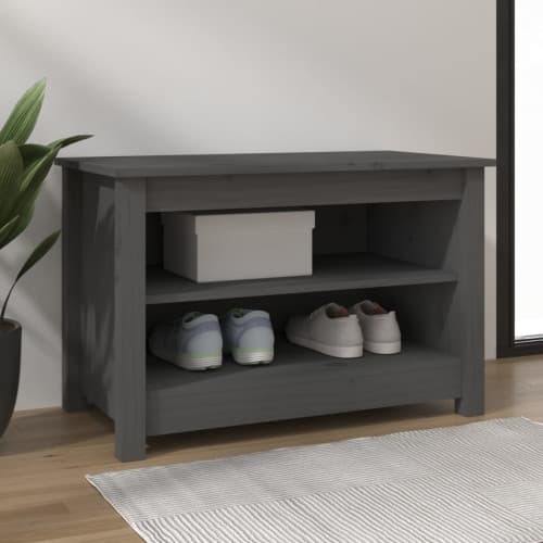 Skobänk grå 70x38x45,5 cm massiv furu