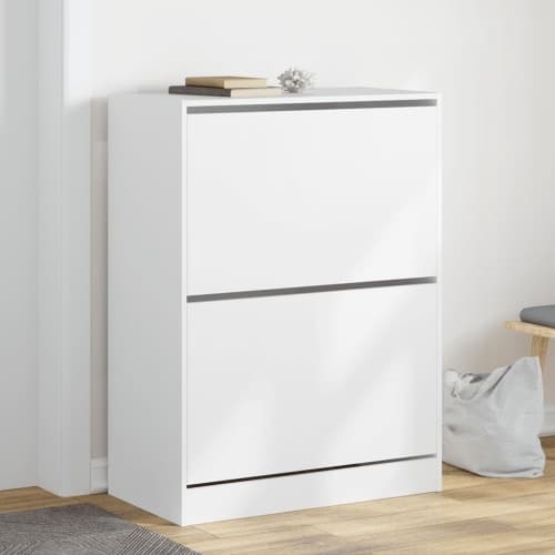 Skoskåp med 2 flip-lådor vit 80x42x108 cm