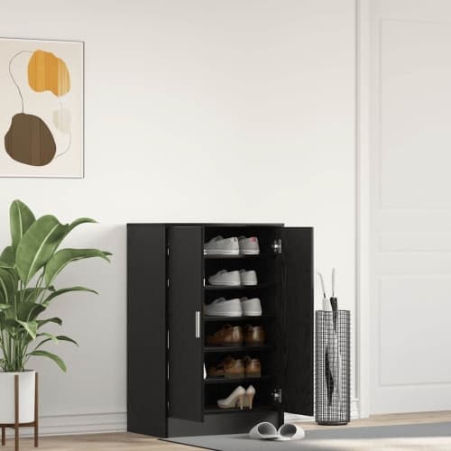 Skoskåp svart ek 60x35x92 cm konstruerat trä