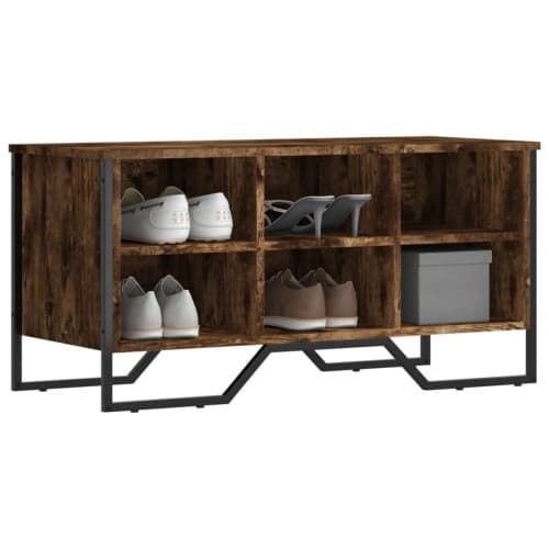 Skoskåp rökfärgad ek 90x38x45,5 cm konstruerat trä