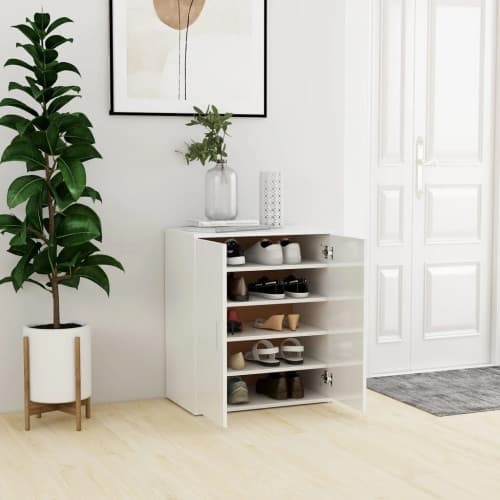 Skoskåp vit högglans 60x35x70 cm konstruerat trä