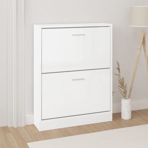Skoskåp vit högglans 59x17x81 cm konstruerat trä