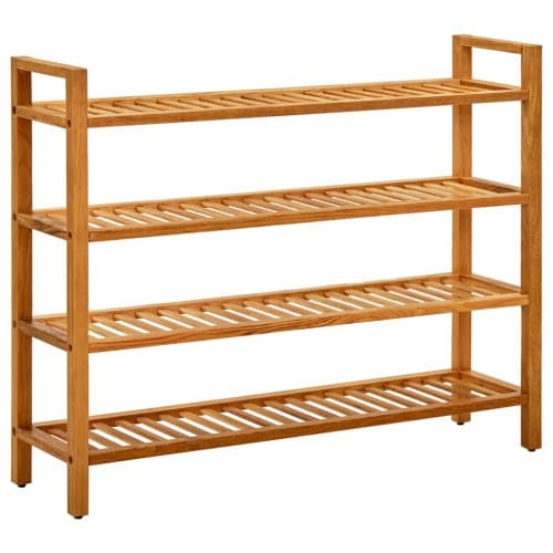 Skohylla med 4 hyllor 100x27x80 cm massiv ek