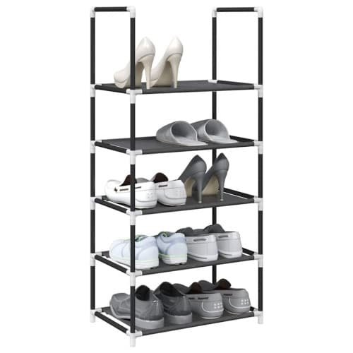 Skohylla 5 hyllor svart 44x28x94 cm fiberduk