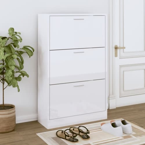 Skoskåp vit högglans 63x24x103 cm konstruerat trä