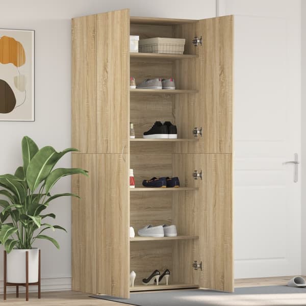 Skoskåp Sonoma Ek 80x35,5x180 cm Konstruerat trä