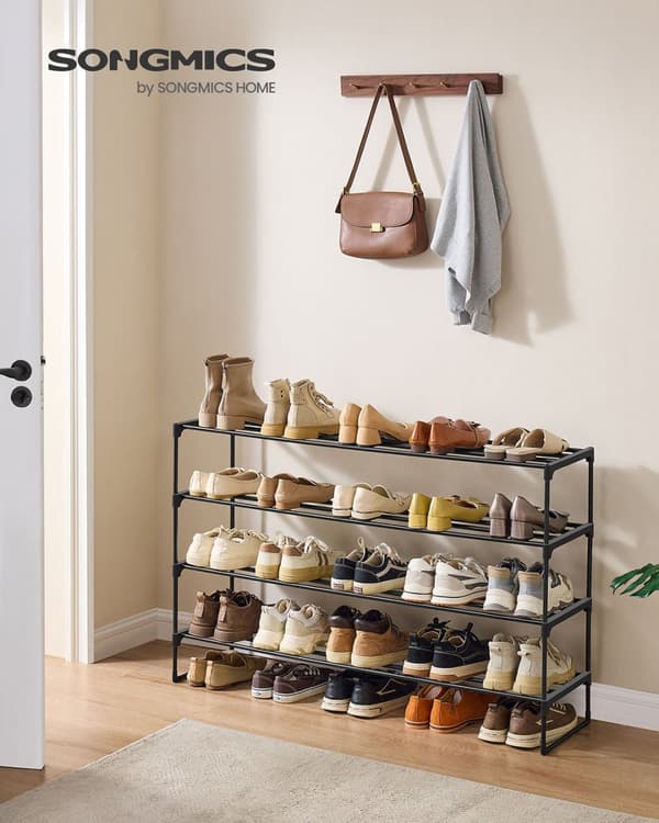 Shoe Rack med 4 nivåer för 25-30 par skor svart