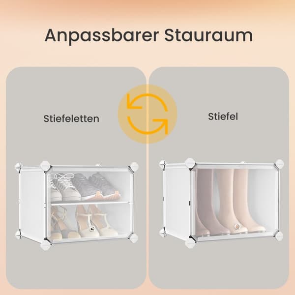 Sko rack, skoskab med 8 rum, stålramme