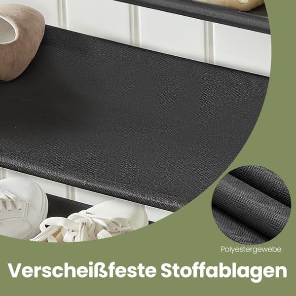 Schoenenrek met 4 niveaus, ruimtebesparend ontwerp, 3 stoffen planken