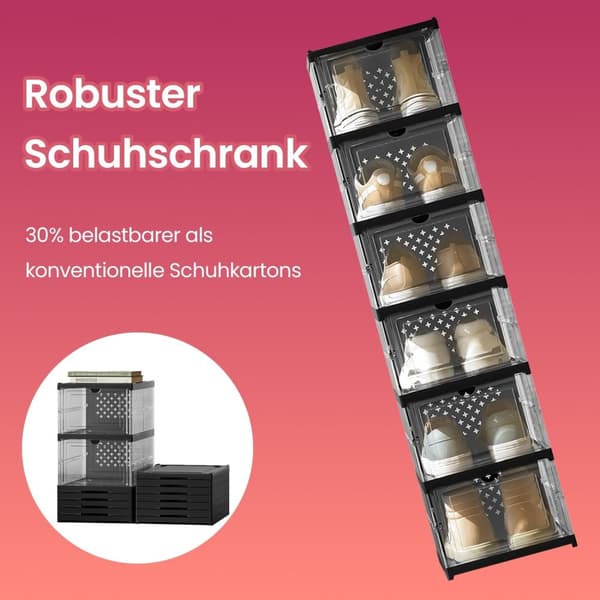 Schoenenkastset van 2, met 12 schoenendozen, geïntegreerde schoenenorganizer