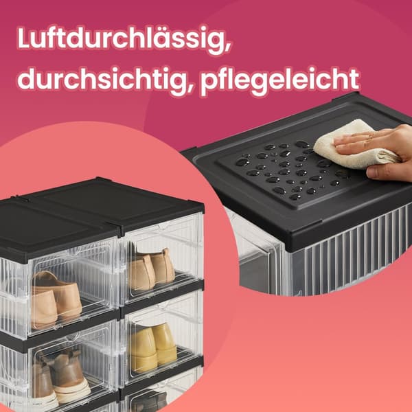 Schoenenkastset van 2, met 12 schoenendozen, geïntegreerde schoenenorganizer