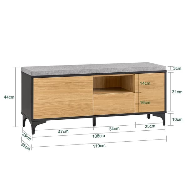 Skobænk, FSR175-N, 110x35x44 cm, Brun
