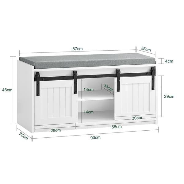 Säilytyspenkki, FSR133-K-W, 90x35x46 cm, Valkoinen