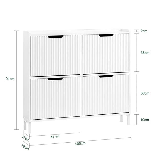 Skoskab, FSR177-L-W, 100x19x91 cm, Hvid