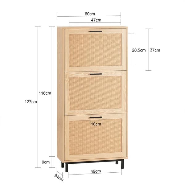 Sko Skab, FSR155-N, 60x24x127 cm, Brun