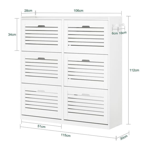 Sko Skab, FSR145-W, 115x30x112 cm, Hvid