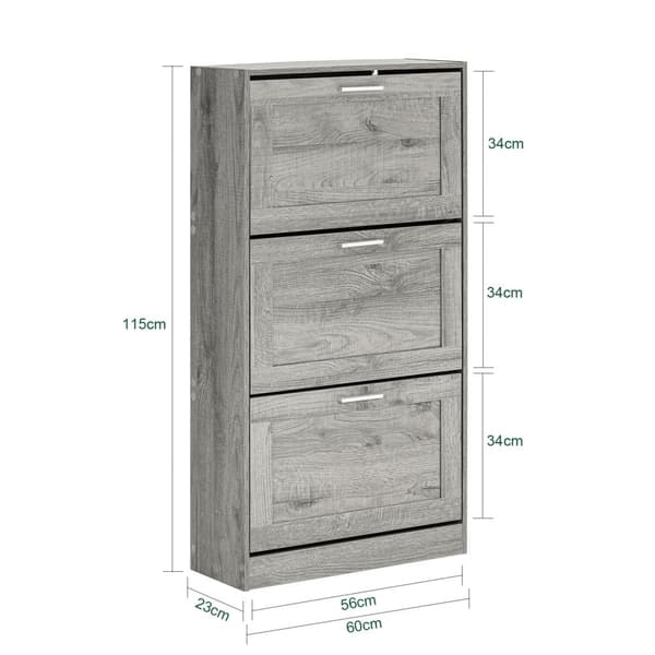 Sko Skab, FSR137-L-HG, 60x23x115 cm, Grå