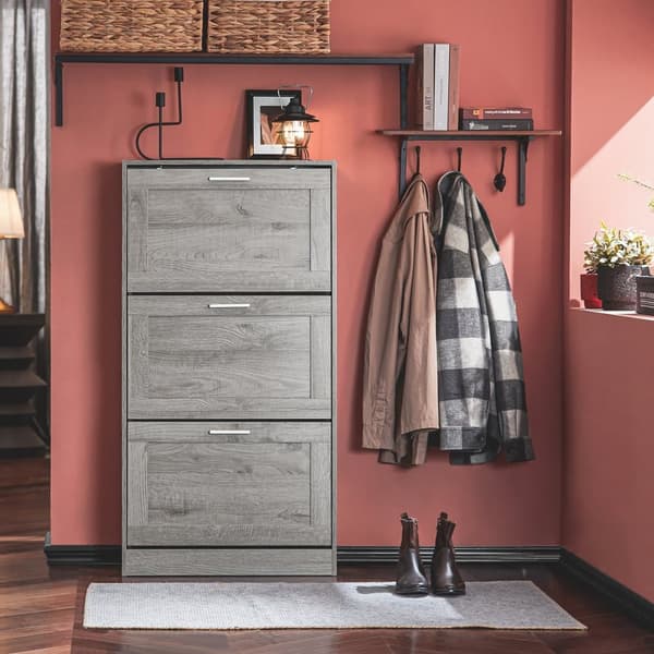 Sko Skab, FSR137-L-HG, 60x23x115 cm, Grå