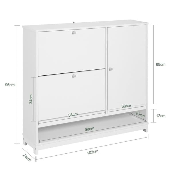 Sko Skab, FSR114-W, 102x24x96 cm, Hvid