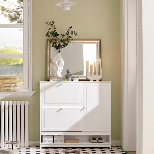 Sko Skab, FSR114-W, 102x24x96 cm, Hvid