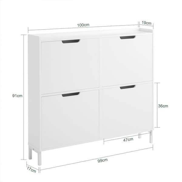Sko Skab, FSR100-W, 100x19x91 cm, Hvid