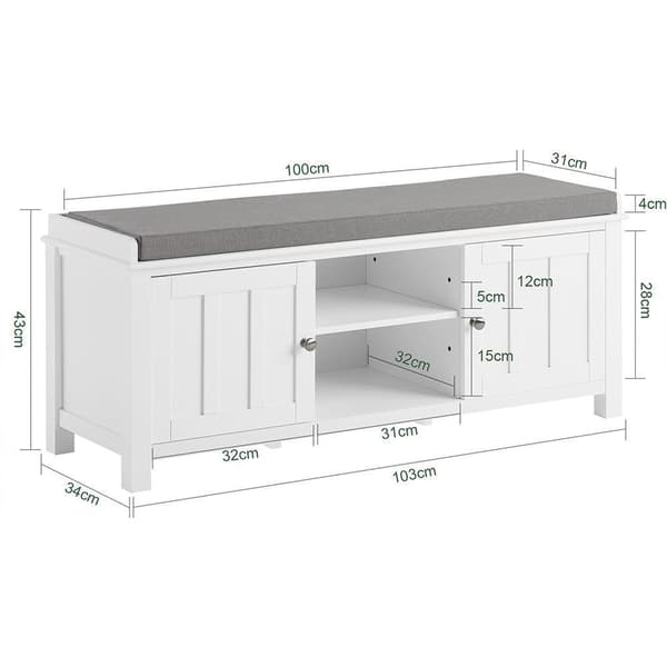 Bænk, FSR35-W, 35x43x105 cm, Hvid