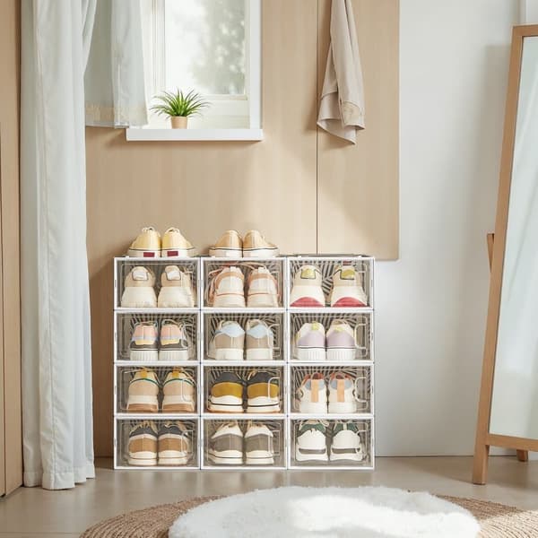 Skoæsker, SONGMICS LSP106B18, 33,5x23x14 cm, Transparent Sort