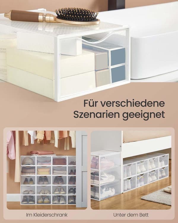 Skokasser, SONGMICS LSP312W01, 33,2x23x14,5 cm, Transparent Hvid