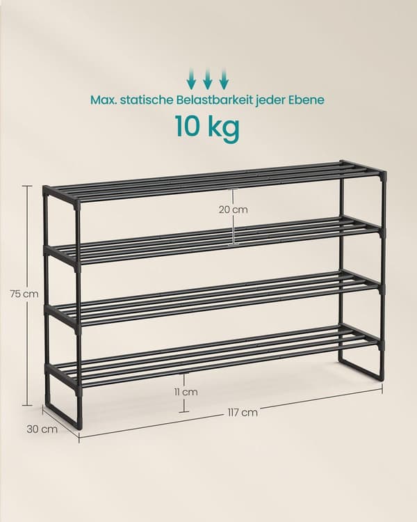 Kenkäteline, SONGMICS LSA004B01, 30x42.5x71.5 cm, Musta