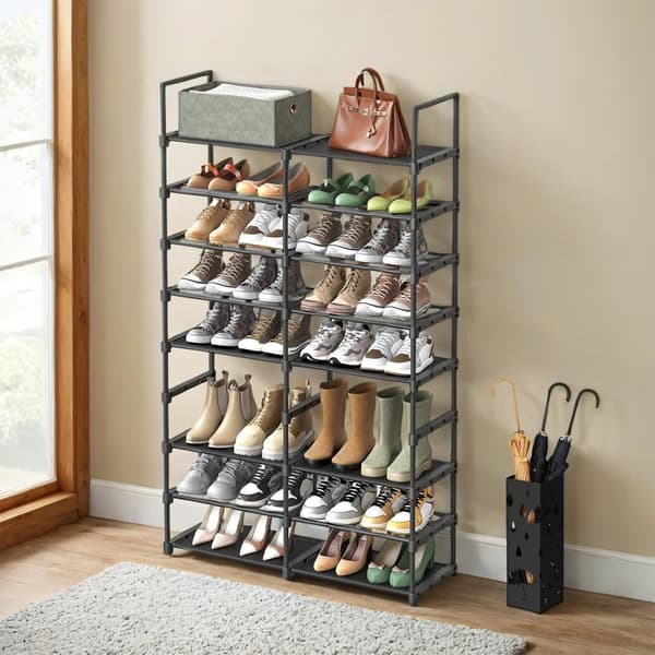 Sko hylla, SONGMICS Justerbar, 29.5x86.9x157.6 cm, Svart
