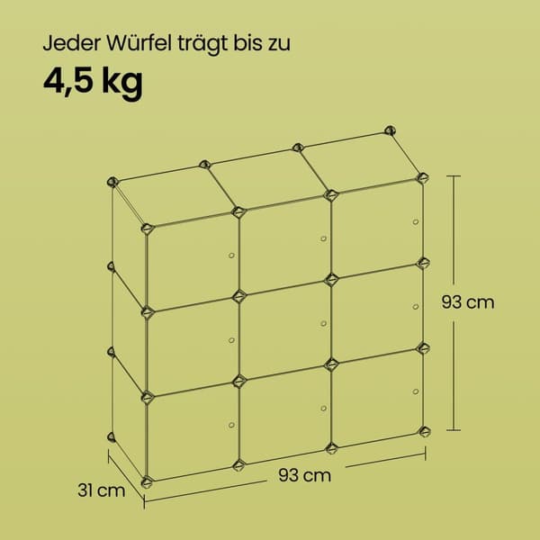 Terning DIY Hylde System, SONGMICS LPC116WS, 93x31x93 cm, Hvid