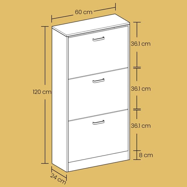 Skoskab, VASAGLE LBC030X01, 60x24x120 cm, Brun