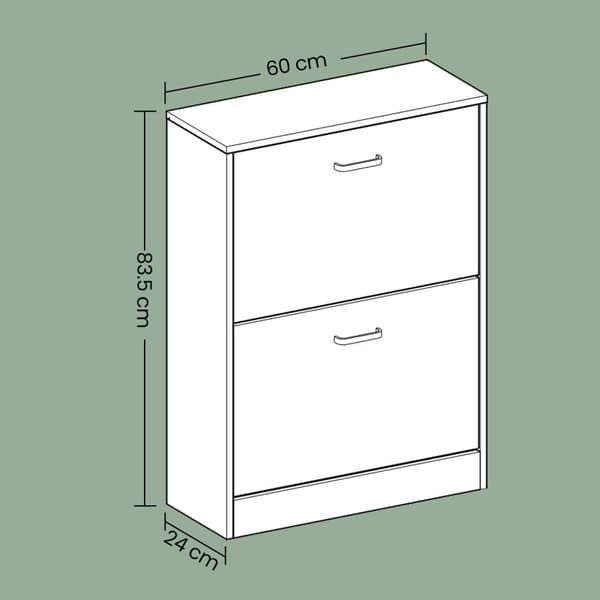 Skoskab, VASAGLE LBC02WT, 60x24x83.5 cm, Hvid