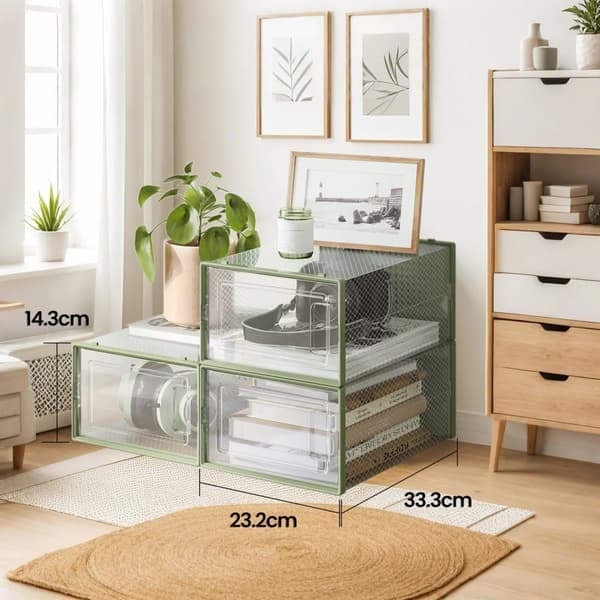 Skokasser, SONGMICS LSP12WT, 33,5x23,2x14,3 cm, Transparent Grøn