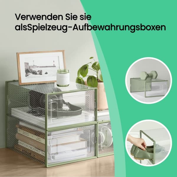 Skokasser, SONGMICS LSP12WT, 33,5x23,2x14,3 cm, Transparent Grøn