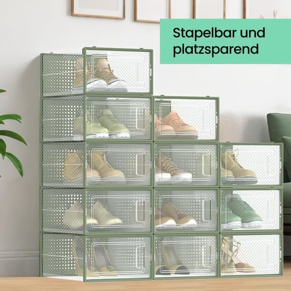 Skokasser, SONGMICS LSP12WT, 33,5x23,2x14,3 cm, Transparent Grøn