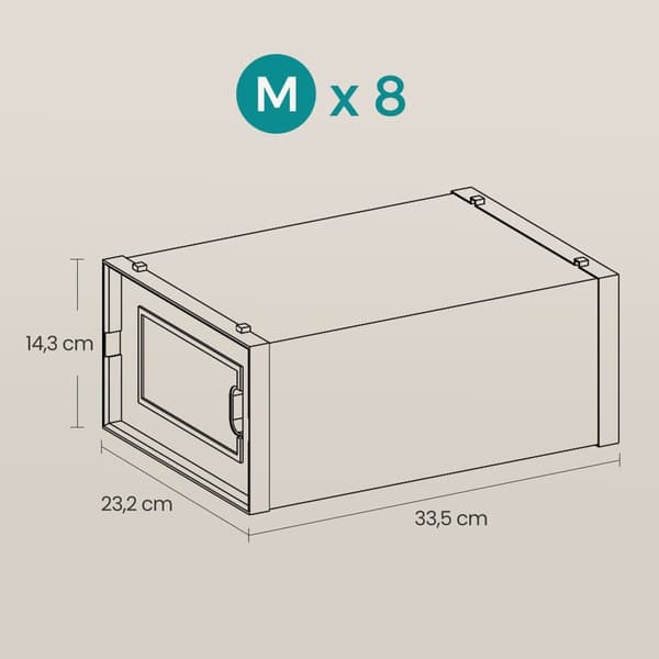 Skokartonger, SONGMICS LSP08SWT, 33,5x23,2x14,3 cm, Transparent Vit