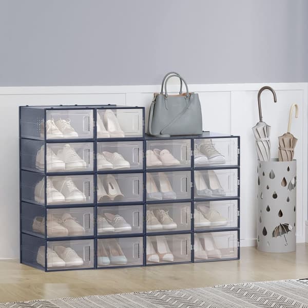 Kenkälaatikot, SONGMICS 18 kpl setti, 33.5x23.2x14.3 cm, läpinäkyvä sininen