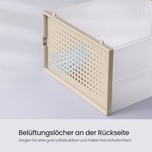 Skoæsker, 18-delt sæt, 33,5x23,2x14,3 cm, Transparent Havregryn Beige